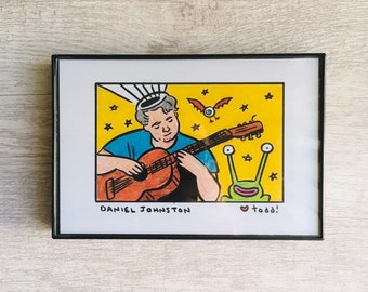 Daniel Johnston, impression, 4 x 6, portrait, art, mur, crayon de couleur, musique, cadeau, salut comment allez-vous, culture pop