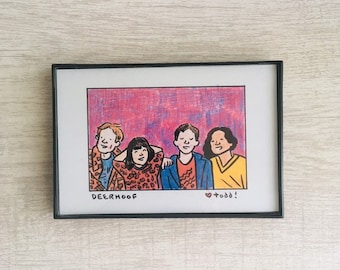 Deerhoof, Print, 4 x 6, Portrait, Art, Wall Decor, Crayon, Music, Gift, Band, Portrait, Pop Culture, Experimental, Jazz, Pop