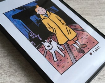 Tintin and Snowy Print: Framed Comic Art (4x6 Inches) - Etsy