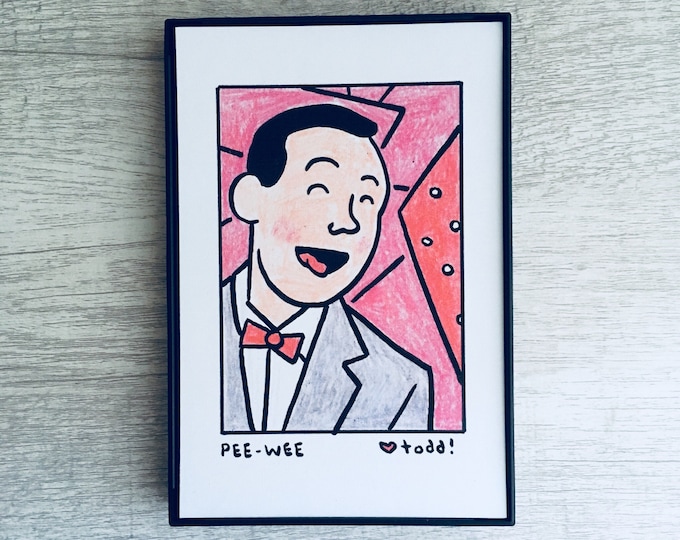 Pee-Wee Herman - Print, 4 x 6 inches, Portrait, movies, TV, framed artwork, wall decor, art, actor, comedian, Pee-Wee's Playhouse