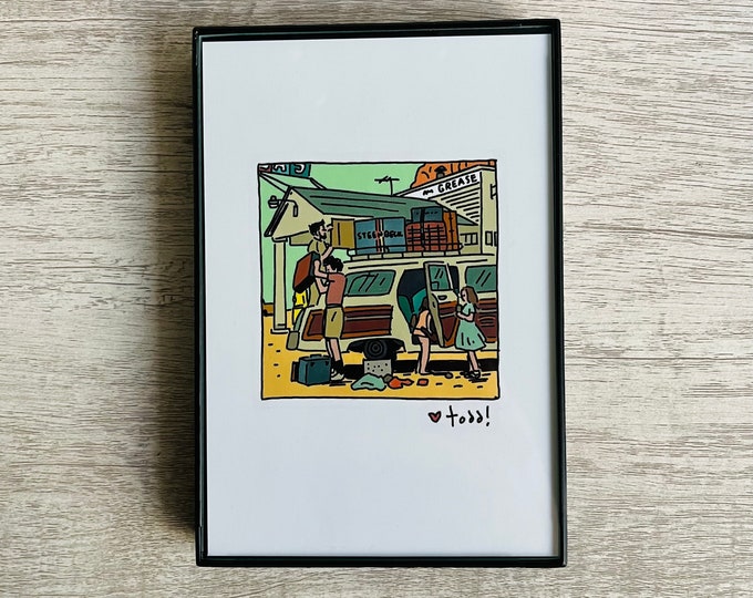 Asteroid City - The Steenbeck Car, Print, 4 x 6 inches, Wes Anderson, movies, film geek, framed artwork, wall decor, art