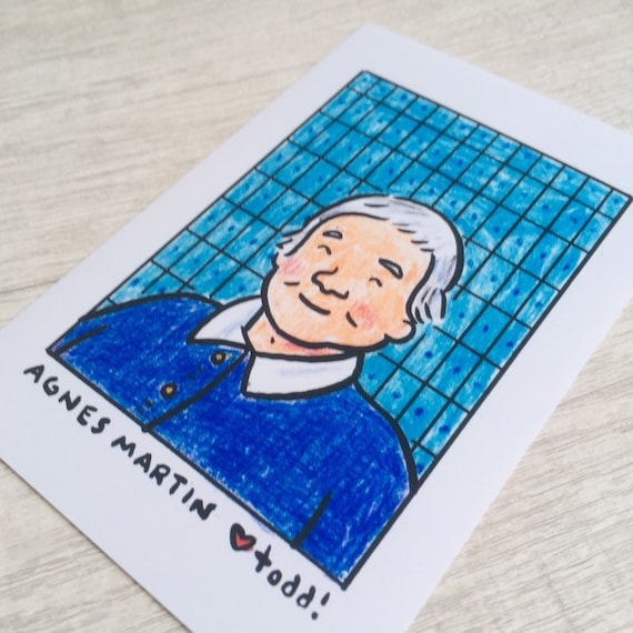 Agnes Martin, Print, 4 X 6, Portrait, Art, Wall, Crayon