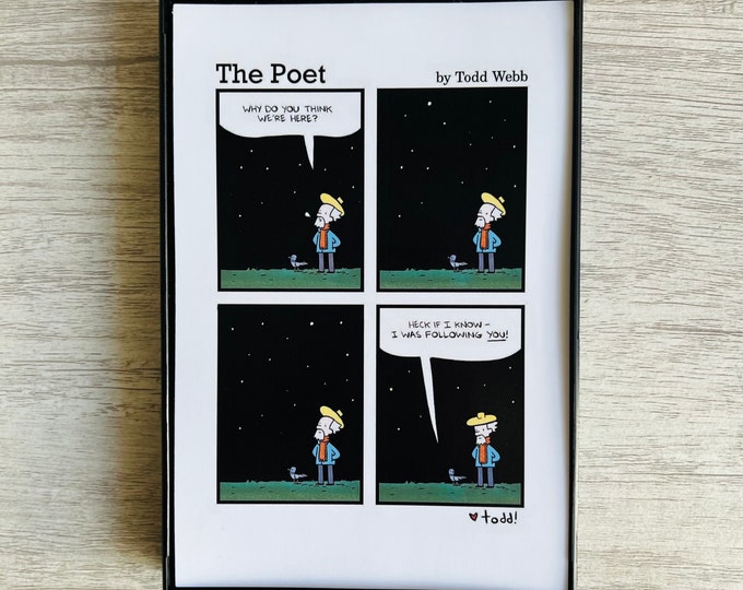 Comic Strip - I Was Following You! - The Poet 4x6 inch print, art, comic strip, cartoon, comics, stargazing