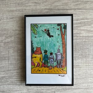 Wizard of Oz, print, 4 x 6 inches, art, children&#39;s books, classics, yellow brick road, L Frank Baum, kids, wall decor