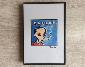 Jean-Luc Godard Print: French New Wave Director, Framed Artwork (4x6 inches)
