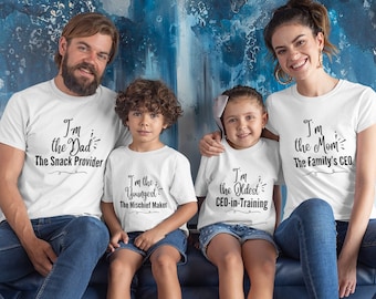 Magliette coordinate per la riunione di famiglia: set di magliette divertenti per mamma, papà e fratelli