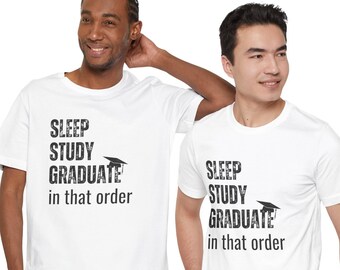Maglietta unisex per laureati con scritta "Sleep Study", divertente regalo di laurea