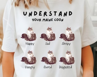 Maglietta unisex Maine Coon Cat Feelings, divertente maglietta per amanti dei gatti