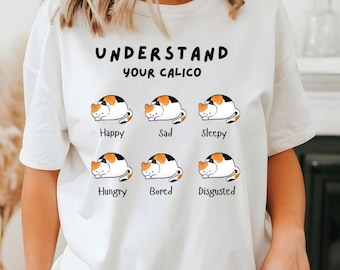 Maglietta con gatto calico: divertente t-shirt unisex per gli amanti dei gatti
