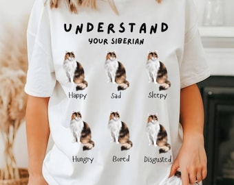 Maglietta divertente con gatto siberiano: capisci il tuo gatto, maglietta unisex