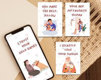 Biglietti di auguri per cani: regalo per proprietari di animali domestici, messaggi d'amore quotidiani (PDF stampabile)