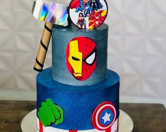 Adorno para tarta de superhéroes, decoración para tartas, Vengadores, adorno de Thor, Hulk, Capitán América, archivo STUDIO SILHOUETTE