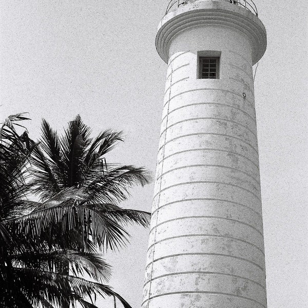 Black& White 35mm film, Galles Lighthouse in Sri Lanka. Printable Digital Download. 8.5" x 11.7"