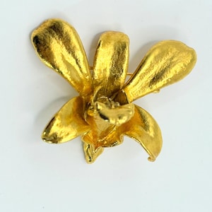 Vintage RISIS gold dipped orchid brooch and pendant, natural beauty