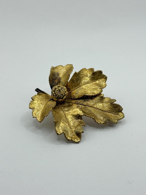 Flora Danica Gold-Dipped Leaf Brooch: Vintage Dan… - image 2