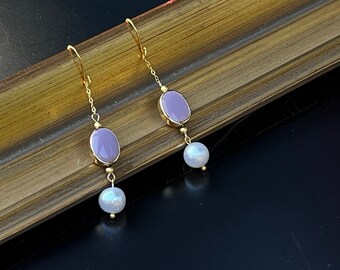 Sterling Silver earrings, Dangle Earrings, Freshwater Pearl Earrings, Bridal pearl Earrings, Gift for Her, Pearl Earrings, Friendship gifts