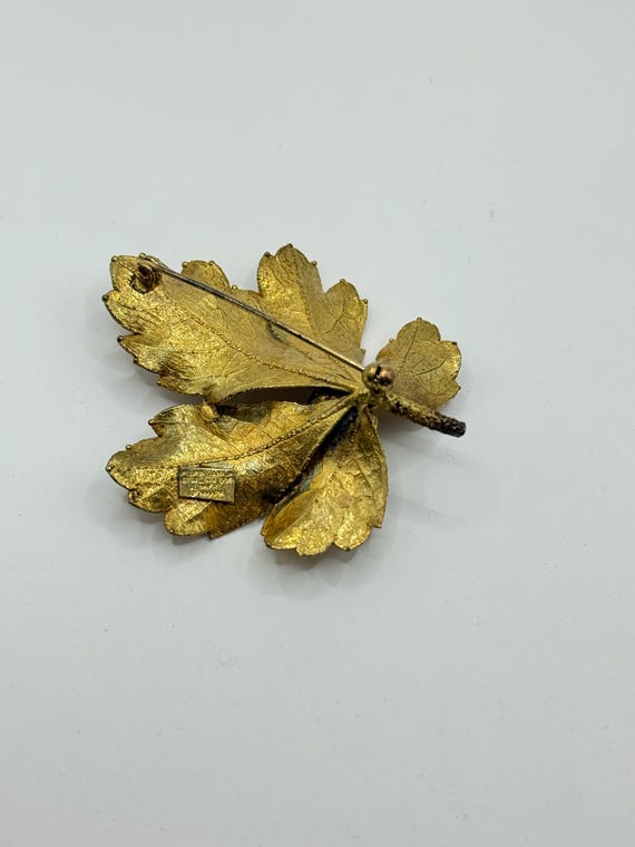 Flora Danica Gold-Dipped Leaf Brooch: Vintage Dan… - image 7