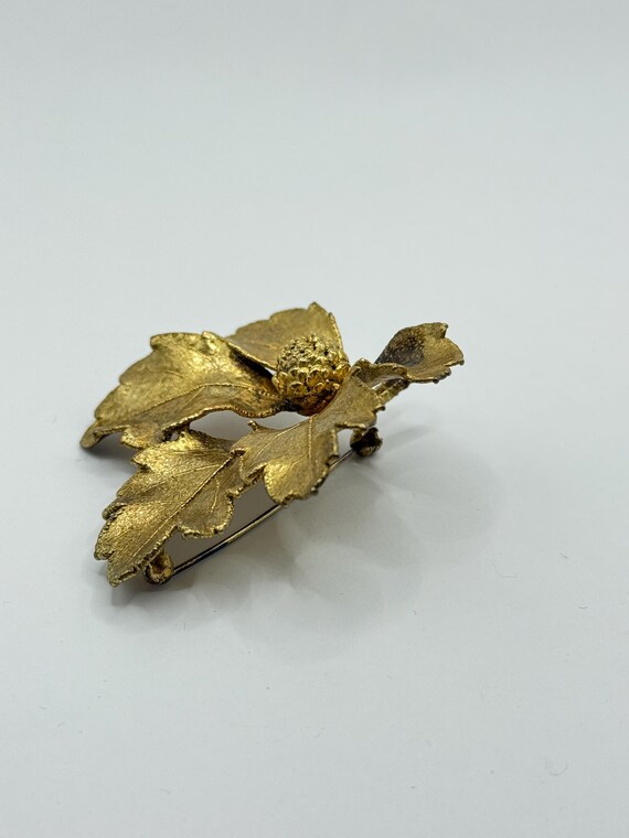Flora Danica Gold-Dipped Leaf Brooch: Vintage Dan… - image 3