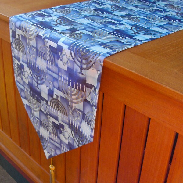 TABLE RUNNER for HANUKKAH --  Golden Menorahs