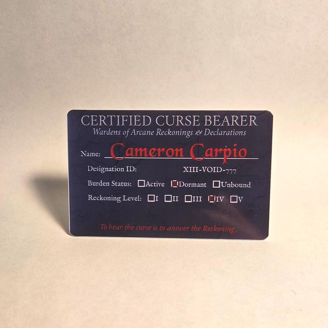 Cursed Id Card Certified Curse Bearer Card - Etsy