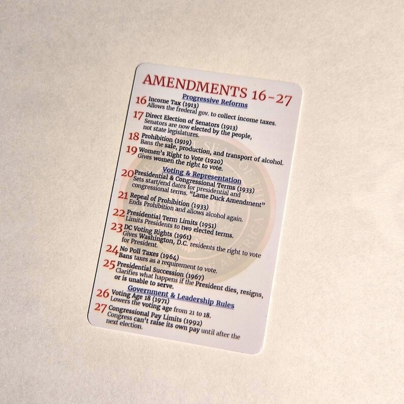 USA Constitution + Bill of Rights & Amendments | Double Sided!!! | U.S ...