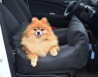 Hundbur för bilen, bekväm bilbarnstol, väska, antracitfärgad för små hundar, 3-i-1-bädd 63 x 54 cm