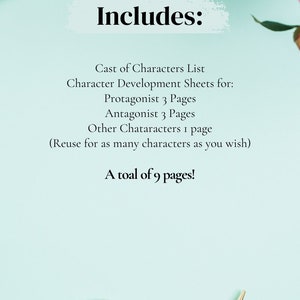 Character Development Worksheets for Novel Planning - Etsy