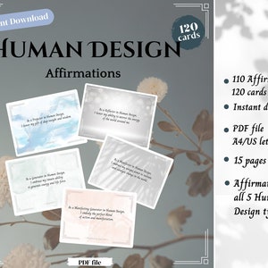 110 Printable Human Design Affirmation cards/ Printable/Vision Board Printable/ Self care/ Positive Gratitude/ Manifesting Kit/ DIGITAL/PDF