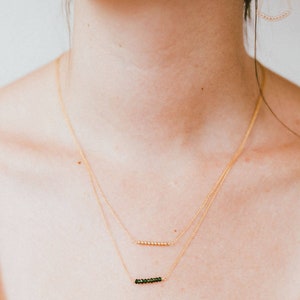 Tiny Gold Beaded Necklace, Minimal Gold Necklace, Tiny Layering Necklace, Dainty Gold Necklace, 14k Gold Fill Necklace Ellipsis Necklace image 3