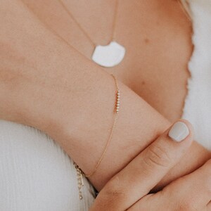 Tiny Gold Beaded Chain Bracelet, Delicate, Dainty 14k Gold Fill Layering Bracelet, Gift for Her - Ellipsis Bracelet