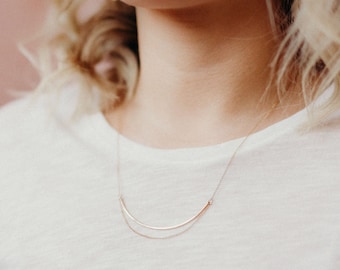 Collier de chaîne en or délicat, moderne, simple, délicat, collier en or minimal - Collier Verge