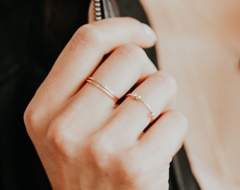 Playful Bead Stacking Ring, Metal Spinning Ring, Anxiety Ring, Dainty Gold Ring, Thin Stacking Ring, Tiny Gold Ring - Abacus Ring