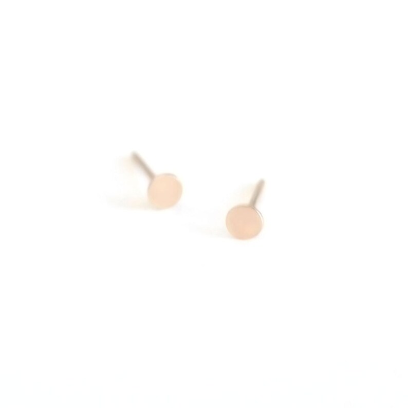 Tiny Dot Posts, Tiny Gold Earrings, Dainty Gold Studs, Mini Dot Earrings, Little 14k Gold Posts, Tiniest Posts Confetti Posts image 2