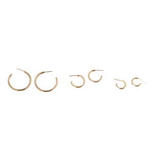 Gold Hoop Earrings, Simple Gold Hoops, Lightweight Hoops, Everyday Earrings, Minimal Gold Hypoallergenic Hoops, Chunky Pipe Hoops image 2