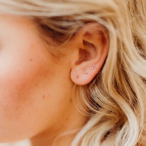 Ultra Tiny Dot Posts, Tiny Gold Earrings, Dainty Gold Studs, Mini Dot Earrings, Little 14k Gold Posts, Tiniest Posts Ghost Posts 画像 7