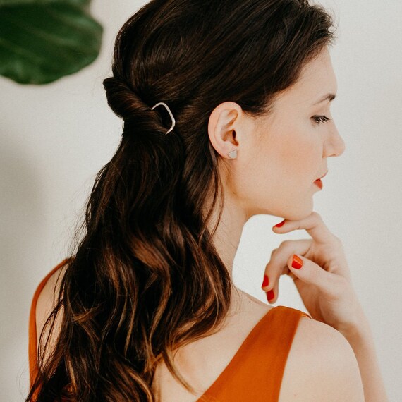 Basic Silver Hair Pin Simple Metal Hair Pin Silver Hair Etsy