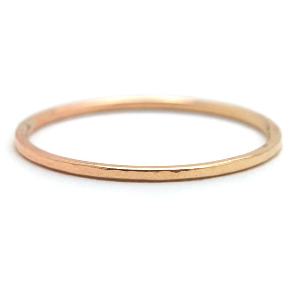 Single Thin Gold Ring, Hammered, Simple Stacking Ring, Tiny Gold Stac…