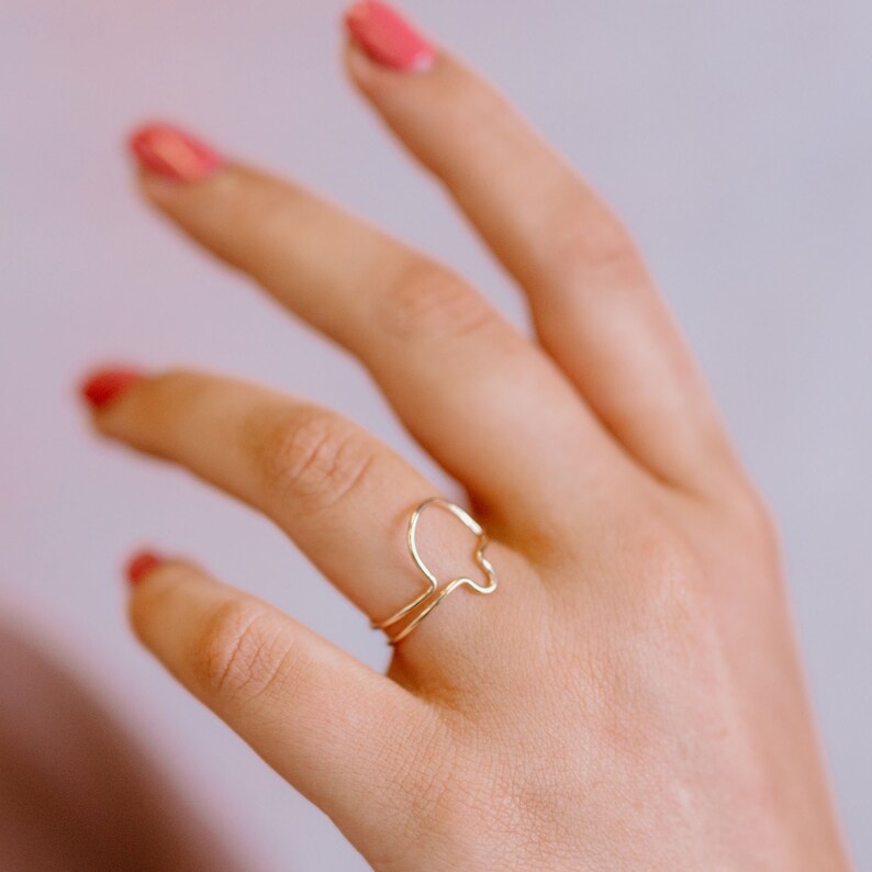 Curve Stacking Rings, Gold Stacking Ring Set, Thin Gold Arch Ring, Wire Curve, Rainbow Ring, Nesting Rings Glyph Trio Rings image 3