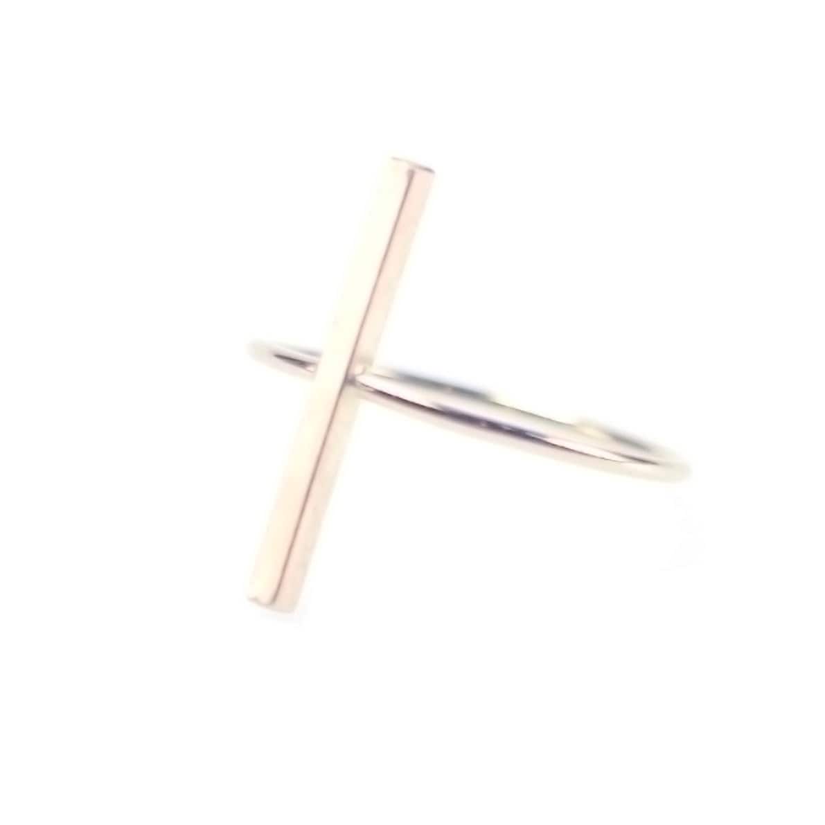 Modern Cross Stitch Stacking Ring Line Ring Simple Gold Etsy