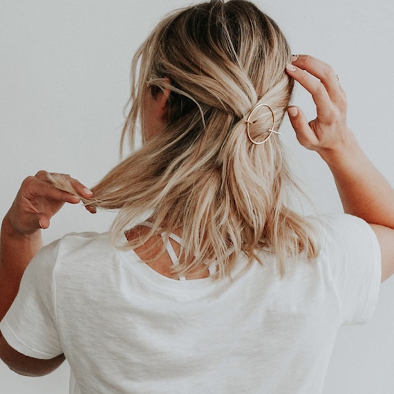 Minimale Silber Haarnadel Runde Haarteil Einfaches Haar Accessoire Silber Haarnadel Feine Haarnadel Weisse Messing Mini Orbital Haarnadel