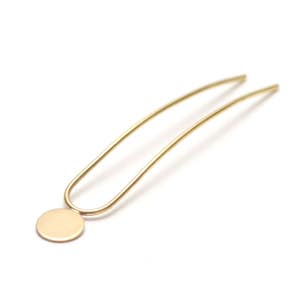 Modern Brass Hair Pin, Mini Hair Pin, Circle Hair Stick, Tiny Brass Hair Stick, Gift for Her - Mono Mini Hair Pin