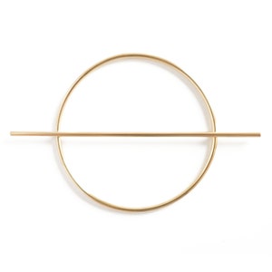 Minimal Brass Hair Pin, Round Hair Piece, Simple Hair Accessory, Medium Fine Hair Pin, Brass Hairpin Brass Mini Orbital Hair Pin image 5