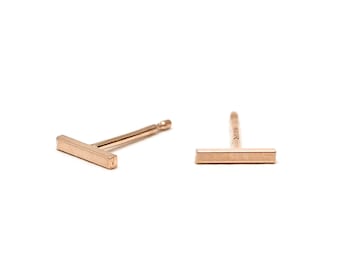 Ultra Tiny Bar Posts, Mini Gold Studs, Minimal Gold Post Earrings, Hypoallergenic Posts, Tiny Gold Bar Studs - Micro Dash Posts