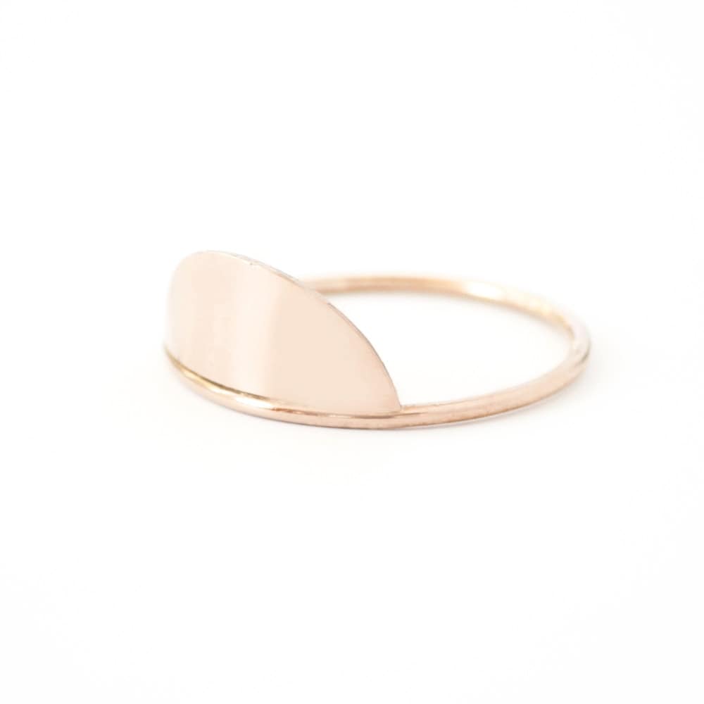 Half Circle Ring, Modern Round Stacking Ring, Delicate Gold Shield Ri…