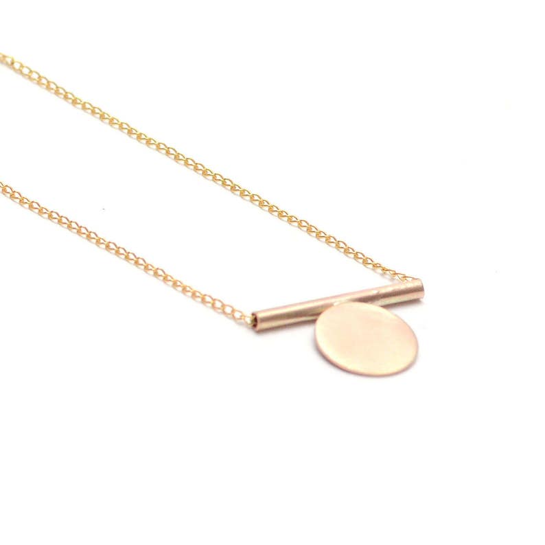 Delicate Gold Necklace Tiny Circle Pendant Dainty Gold Etsy
