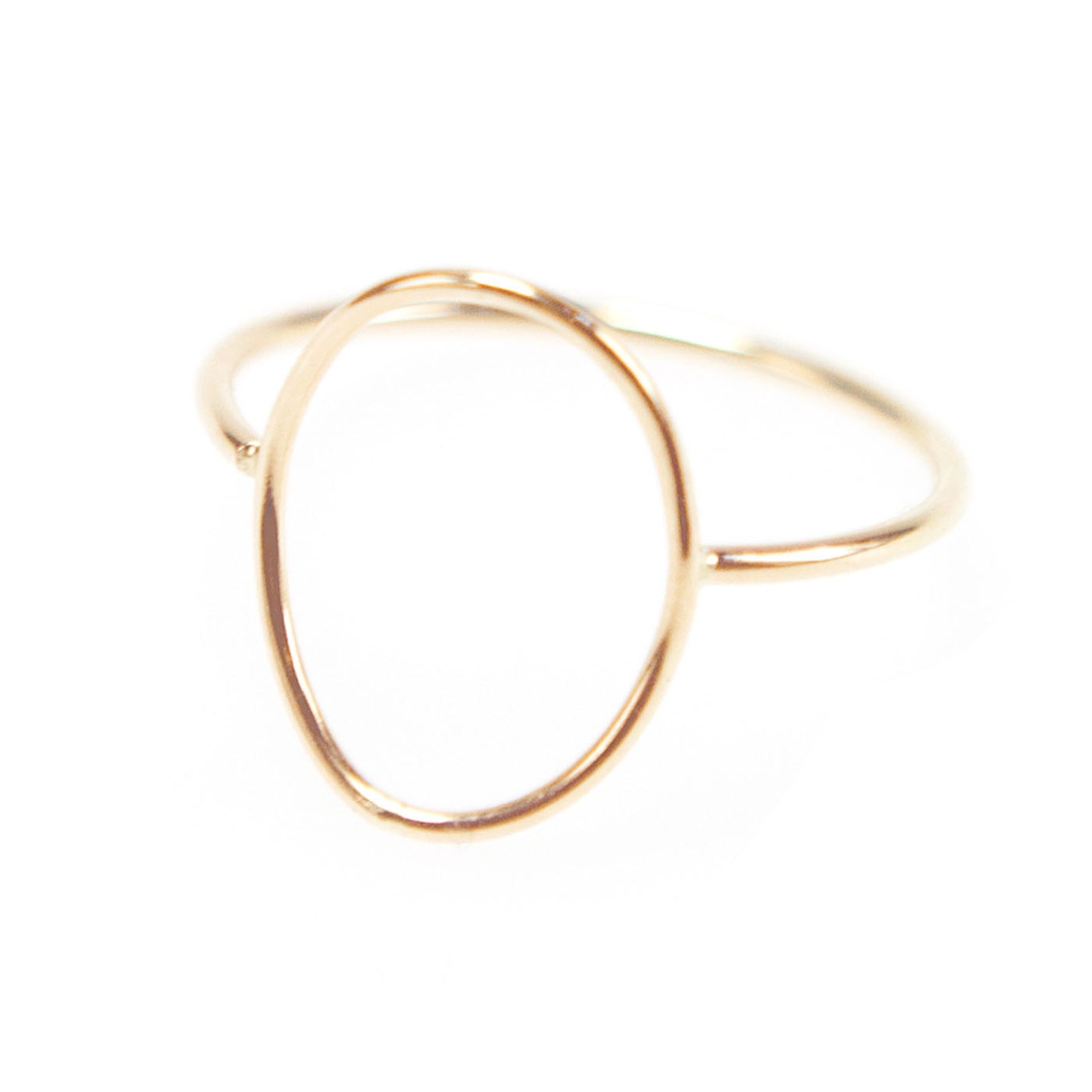 Thin Gold Circle Ring Gold Wire Open Circle Shaped Oval Etsy