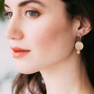 Gold Disc Earrings, Dainty Gold Earrings, 14k Gold Fill Disc Earrings, Minimal Gold Earrings, Gift for Her Portal Earrings image 4
