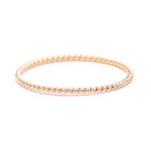 Gold Twist Ring, Simple Stacking Ring, Tiny Gold Stacking Ring, Delicate Gold, Minimal Gold Ring - Ultra Skinny Twist Stacking Ring