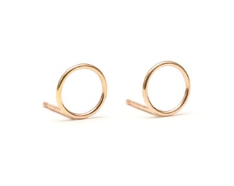 Ultra Tiny Circle Posts, Tiny Gold Earrings, Dainty Gold Circle Studs, Little 14k Gold Posts, Tiniest Posts - Tiny Trace Posts