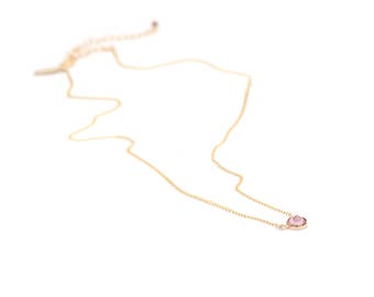 Tiny Pink Spike Necklace, Delicate Gold Necklace, Pink Crystal, Feminine Necklace, Edgy Necklace, Dainty Pink + Gold - Pink Thorn Necklace